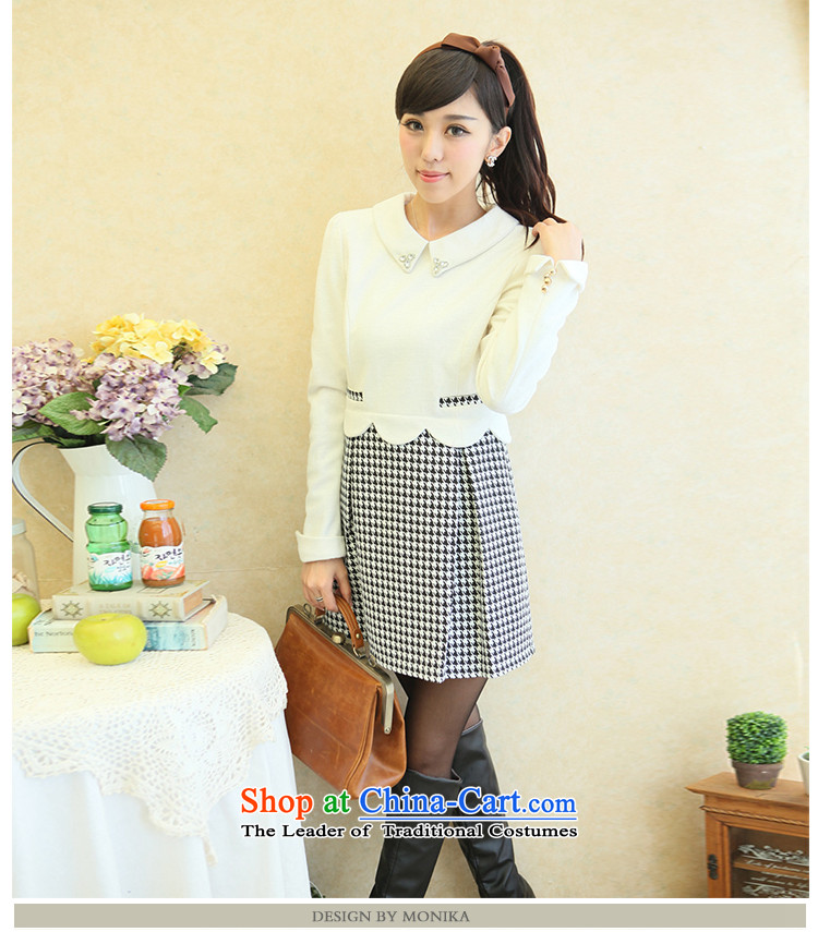 American Samoa Nika 2013 large female mm thick winter clothing new Korean version thin long-sleeved lapel grid Sau San dresses White XXL picture, prices, brand platters! The elections are supplied in the national character of distribution, so action, buy now enjoy more preferential! As soon as possible.