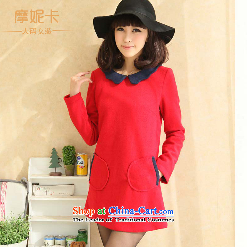 American Samoa Nika 2013 large female mm thick winter clothing new Korean dolls collar long-sleeved gross? thick sister dresses red?XL