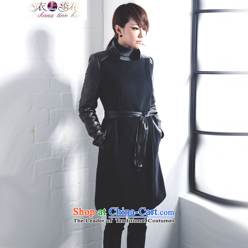 Yi extra Korean female blue autumn and winter in Sau San long spell blue coat fur?. XXXL, Yi extra shopping on the Internet has been pressed.