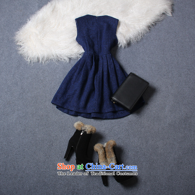 Large feelnet female western winter clothing new thick mm staple bead vest skirt sleeveless larger dresses 160 large blue code 5XL,FEELNET,,, shopping on the Internet