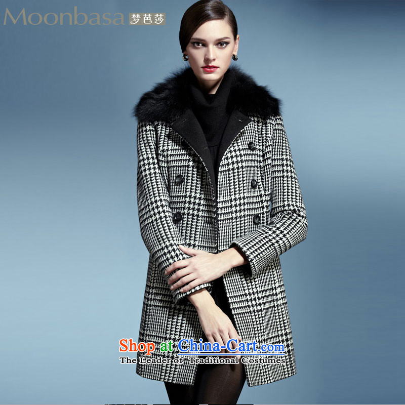 Mona Lisa and classic black and white dream retro atmospheric chidori grid long coats with fox gross Nuclear Sub_ 460913404 gross Haig XL