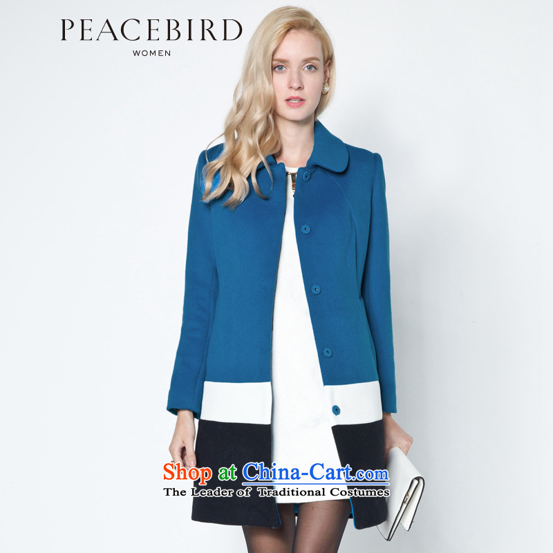 The girl was decorated peacebird jacket in gross? long wool coat A4AA34515? blueS