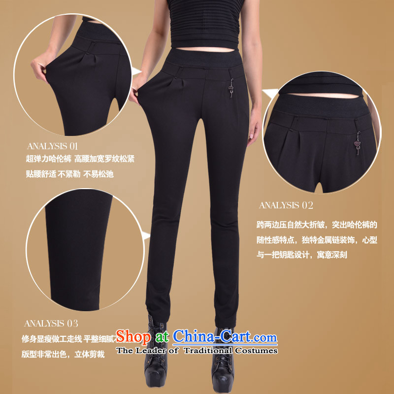 Gwi Tysan C.O.D. XL female thick mm spring new trouthes high elastic waist video thin Harun trousers Sau San Castor 3243 black spring and autumn) 3XL, thin Gwi Tysan shopping on the Internet has been pressed.