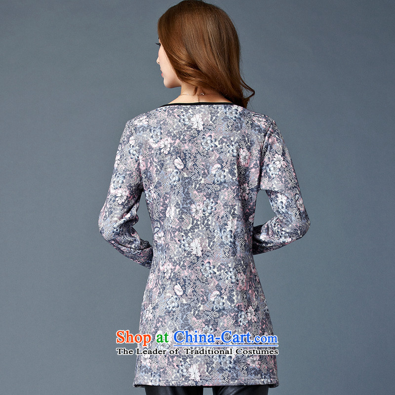 In short light larger women forming the stamp of the Netherlands in lint-free long long-sleeved soft velvet forming the pop-up the skirt 1069 flowers not thick gray 4XL, Jane light.... lint-free online shopping