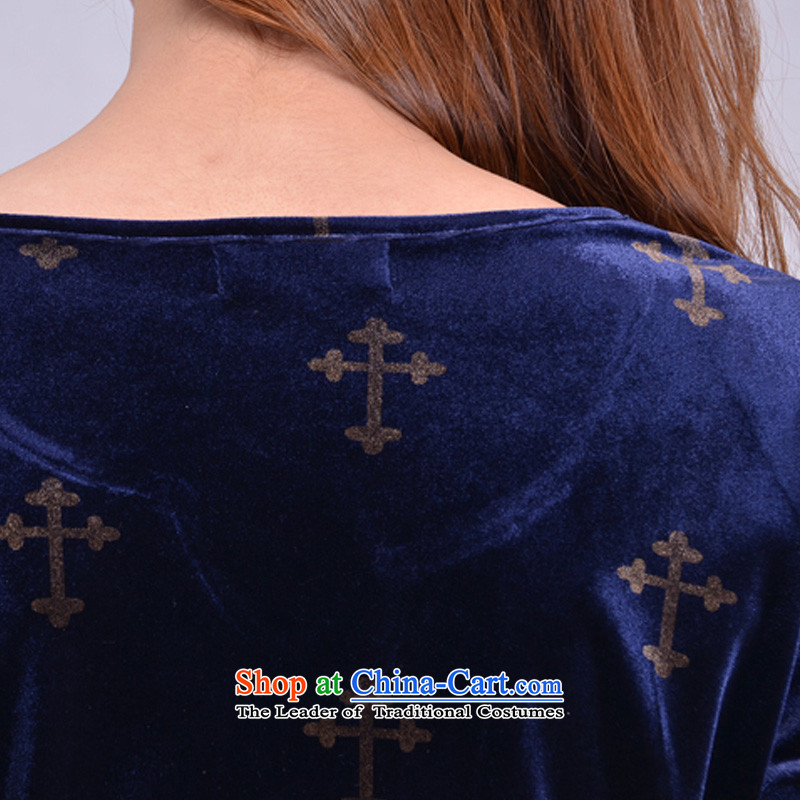 2015 to increase the number of women with thick mm autumn boxed version of the new Korean Sau San video thin round-neck collar velvet 2198 XL, queen sleeper sofa blue Tysan shopping on the Internet has been pressed.