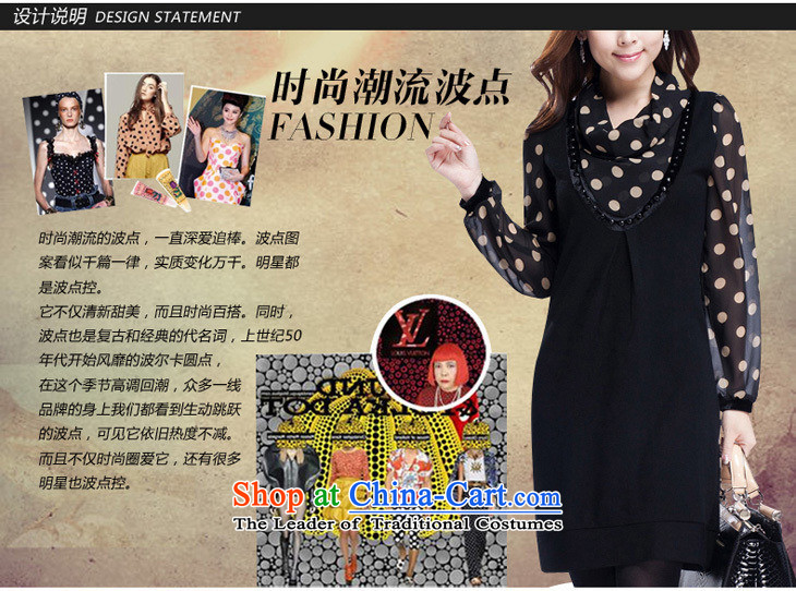 Morning to new spring and autumn 2015 to increase the number of women with long-sleeved commuter Korean Wave snow woven dresses video thin semi permeable wave point long-sleeved pressure hem dresses black 7XL recommendations 220-240 catty picture, prices, brand platters! The elections are supplied in the national character of distribution, so action, buy now enjoy more preferential! As soon as possible.