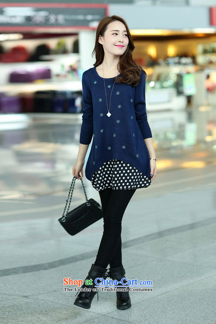 Arthur magic yi 2015 Autumn boxed version of large Korean women's code point round-neck collar loose waves video thin two kits for larger knitwear female sweater Cowboy Code pictures are blue, prices, brand platters! The elections are supplied in the national character of distribution, so action, buy now enjoy more preferential! As soon as possible.