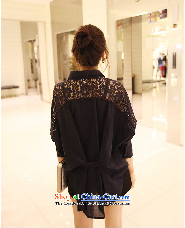 Arthur magic yi 2015 Spring/Summer Korean female lace stitching bat sleeves large relaxd casual shirt, black 5839 M picture, prices, brand platters! The elections are supplied in the national character of distribution, so action, buy now enjoy more preferential! As soon as possible.