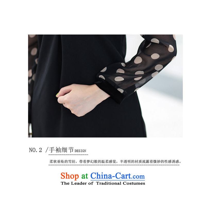 Szili main code 200 catties spring 2015 new product version of large Korean women's code thick MM autumn replacing dresses relaxd long-sleeved wave snow woven dresses black 3XL, Szili (celia dayton , , , shopping on the Internet