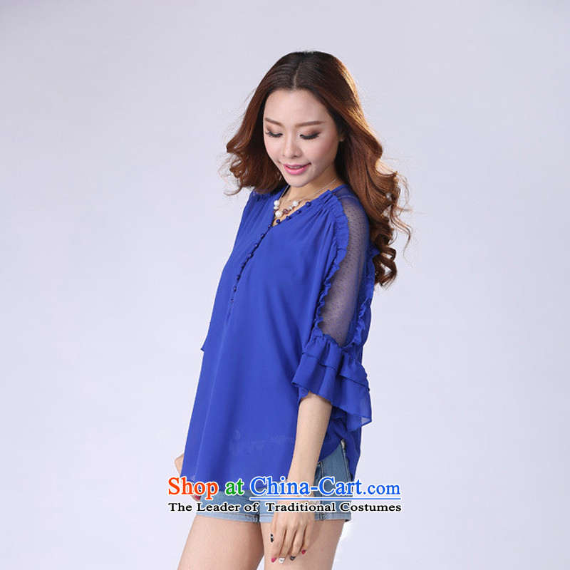 The lymalon Lehmann Summer 2015 new product expertise, Hin thin Korean version of large numbers of 7 women's sleeveless shirts chiffon shirt 511 Blue XL, Sulaiman Ronnie (LYMALON) , , , shopping on the Internet