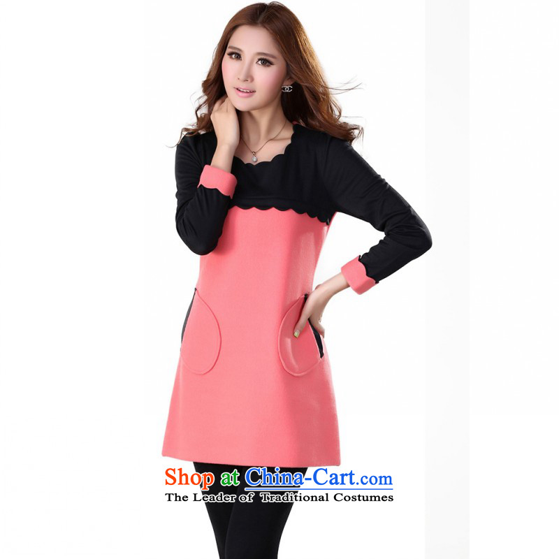 C.o.d. Package Mail to 2015 Fall/Winter Collections fashion Ceramic round collar large long-sleeved skirt knocked color display thin temperament commuter skirt wear skirts gross? m thick pink 165-180 4XL, land is of Yi , , , shopping on the Internet