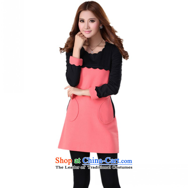 C.o.d. Package Mail to 2015 Fall/Winter Collections fashion Ceramic round collar large long-sleeved skirt knocked color display thin temperament commuter skirt wear skirts gross? m thick pink 165-180 4XL, land is of Yi , , , shopping on the Internet