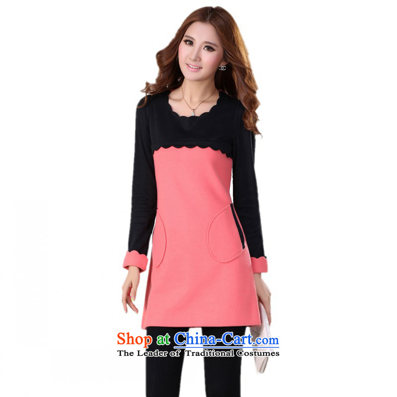 C.o.d. Package Mail to 2015 Fall/Winter Collections fashion Ceramic round collar large long-sleeved skirt knocked color display thin temperament commuter skirt wear skirts gross? m thick pink 165-180 4XL, land is of Yi , , , shopping on the Internet