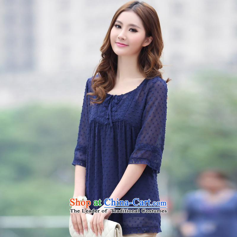 The Philippines, thick MM Sau San larger women's summer to intensify the loose chiffon shirt shirt , blue 4XL, girl, , , , shopping on the Internet