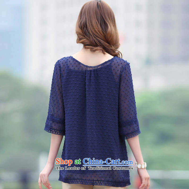 The Philippines, thick MM Sau San larger women's summer to intensify the loose chiffon shirt shirt , blue 4XL, girl, , , , shopping on the Internet