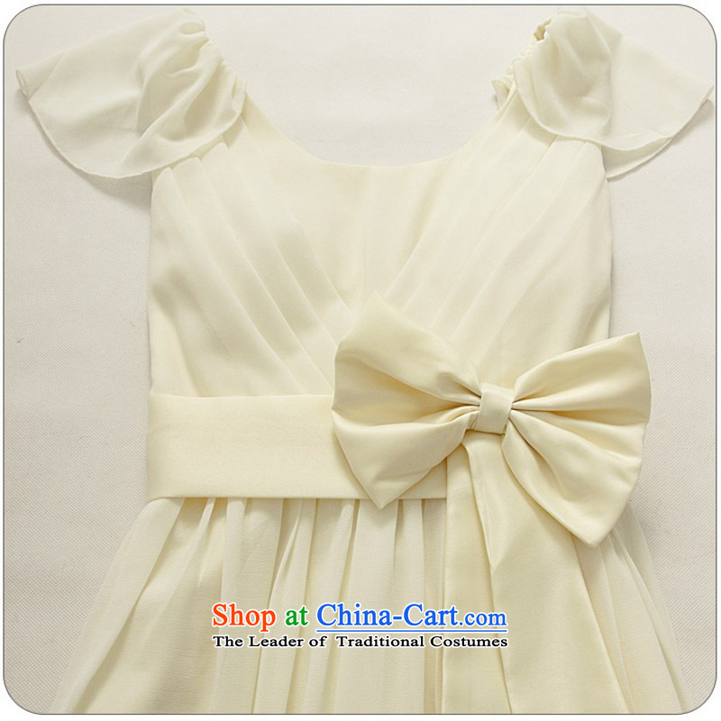 C.o.d. Package Mail xl women's dresses trendy bow tie video thin Sau San long skirt chiffon short-sleeved dinner dress bridesmaid sister wedding dresses champagne color 3XL 155-175, land is of Yi , , , shopping on the Internet