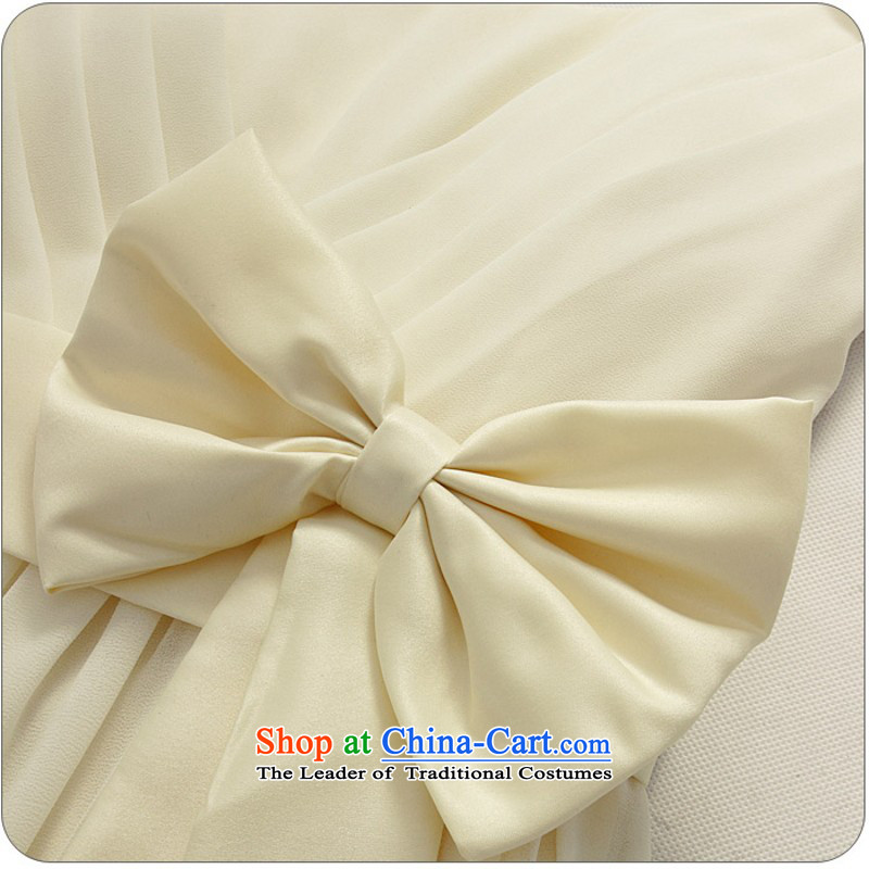 C.o.d. Package Mail xl women's dresses trendy bow tie video thin Sau San long skirt chiffon short-sleeved dinner dress bridesmaid sister wedding dresses champagne color 3XL 155-175, land is of Yi , , , shopping on the Internet