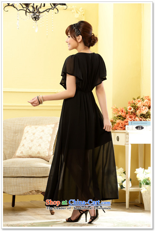 C.o.d. xl women's dresses and stylish bright lady niba short-sleeved chiffon long skirt thick mm leisure sand skirt solid color small black XL 115-135 dress skirt catty picture, prices, brand platters! The elections are supplied in the national character of distribution, so action, buy now enjoy more preferential! As soon as possible.