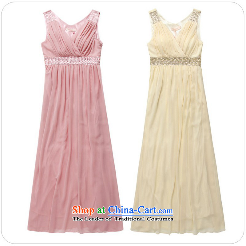 C.o.d. Package Mail xl women's dresses and sexy beauty Top Loin of V-Neck vest long skirt thick mm thin nail pearl graphics bridesmaid small dress etiquette long skirt champagne XL 115-135, land is of Yi , , , shopping on the Internet