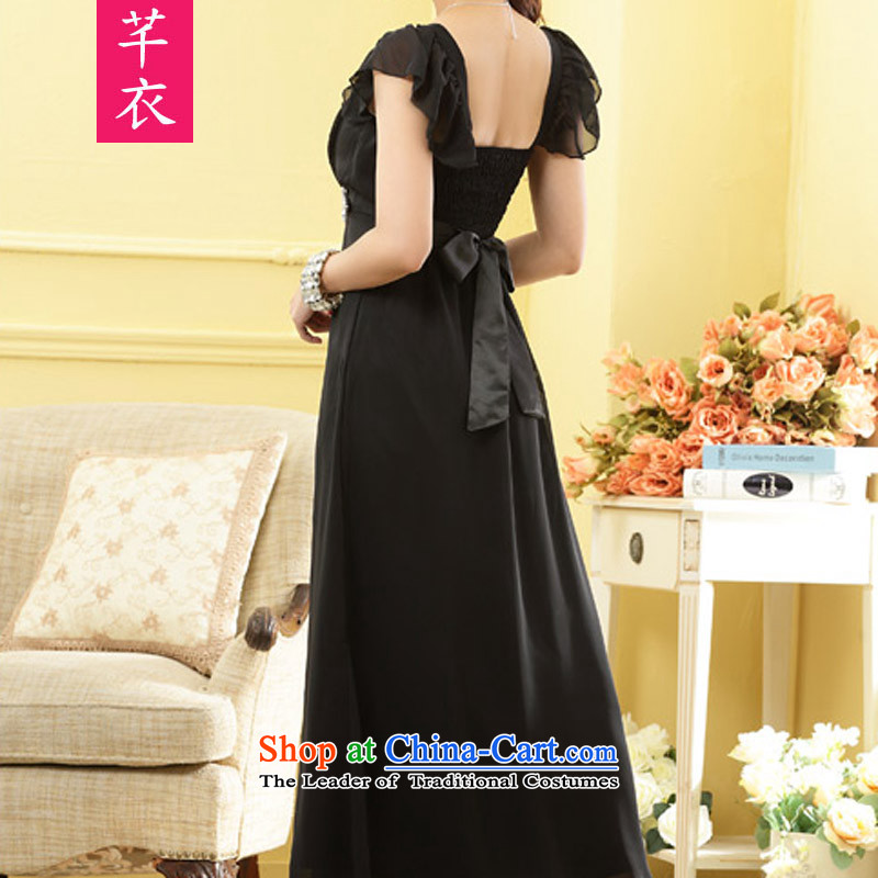 Xl thick sister women 2015 new custom fine diamond link Foutune of black rotator cuff noble long version of the fat people dress dresses black large are code , the Constitution Yi 90-120 , , , shopping on the Internet