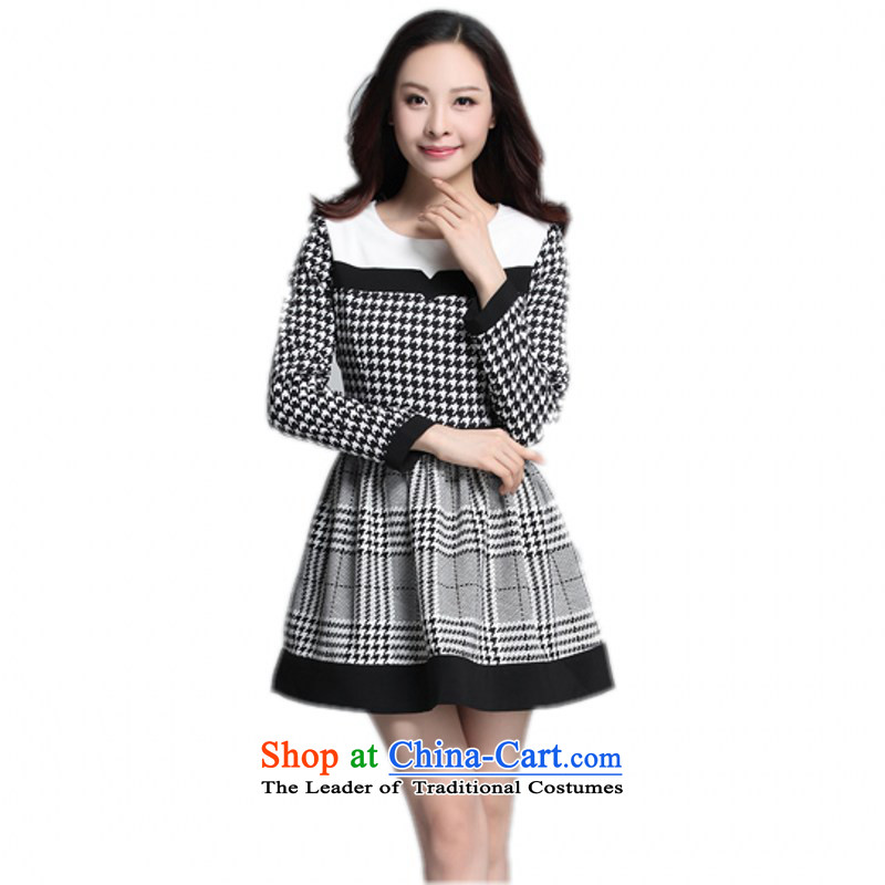 Xl Women's dresses autumn 2015 replacing Korean citizenry chidori grid stamp stitching OL Sau San short skirts Foutune of video thin female skirt thick 3XL about 155-165 mm Yellow, land is of Yi , , , shopping on the Internet