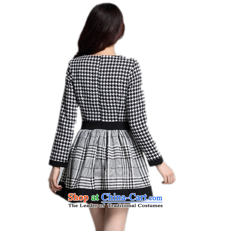 Xl Women's dresses autumn 2015 replacing Korean citizenry chidori grid stamp stitching OL Sau San short skirts Foutune of video thin female skirt thick 3XL about 155-165 mm Yellow, land is of Yi , , , shopping on the Internet
