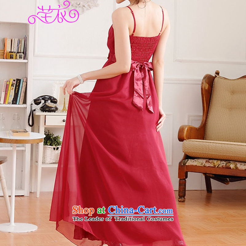 Xl long skirt elegant 2015 Western Wind red carpet-soo manually staple staple spend long drilling small evening dresses thick sister strap dresses red large 3XL 160-180, Constitution Yi shopping on the Internet has been pressed.
