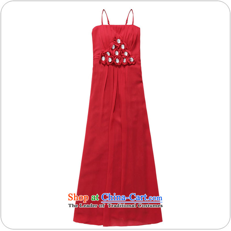 Xl long skirt elegant 2015 Western Wind red carpet-soo manually staple staple spend long drilling small evening dresses thick sister strap dresses red large 3XL 160-180, Constitution Yi shopping on the Internet has been pressed.