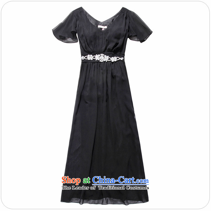The Women's dress code 2015 diamond imports lotus leaf cuff video thin beauty of the longer version of the banquet dinner dress heavy industry chiffon overhanging mm thick black skirt to large 3XL 160-180 catty picture, prices, brand platters! The elections are supplied in the national character of distribution, so action, buy now enjoy more preferential! As soon as possible.