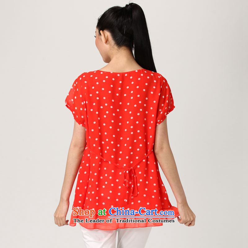 The representative of the water for larger women 2014 Summer new thick MM video thin chiffon sweet short-sleeved T-shirt  , L water of the Red S14XC1240 (SHUIMIAO) , , , shopping on the Internet