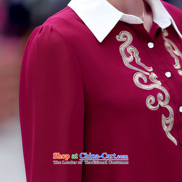 El-ju Yee Nga 2015 Spring and Autumn Korean modern large thin graphics Sau San female characteristics embroidered chiffon shirt YY8683 blue L picture, prices, brand platters! The elections are supplied in the national character of distribution, so action, buy now enjoy more preferential! As soon as possible.