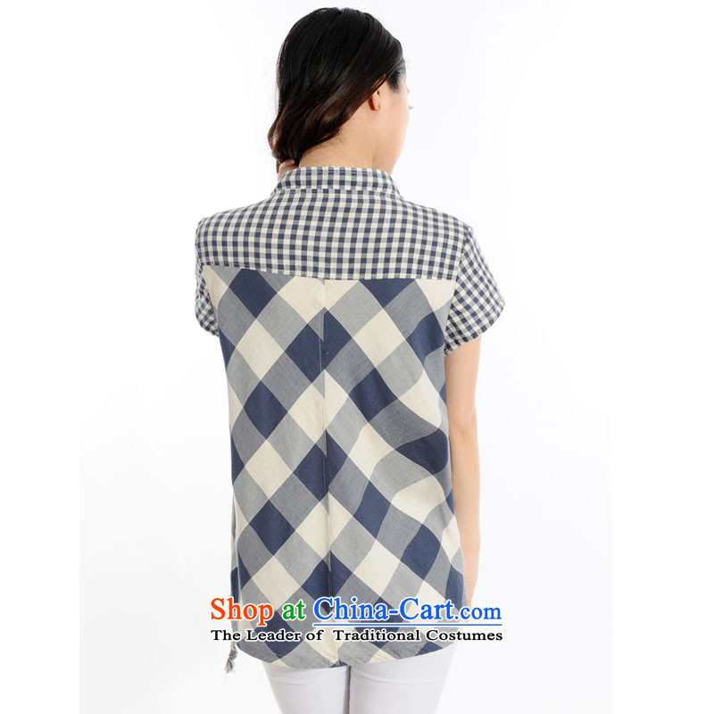 The sea route to spend the new collar checked short-sleeved shirt Yi 4705-4 large blue checked XL, sea route to spend shopping on the Internet has been pressed.
