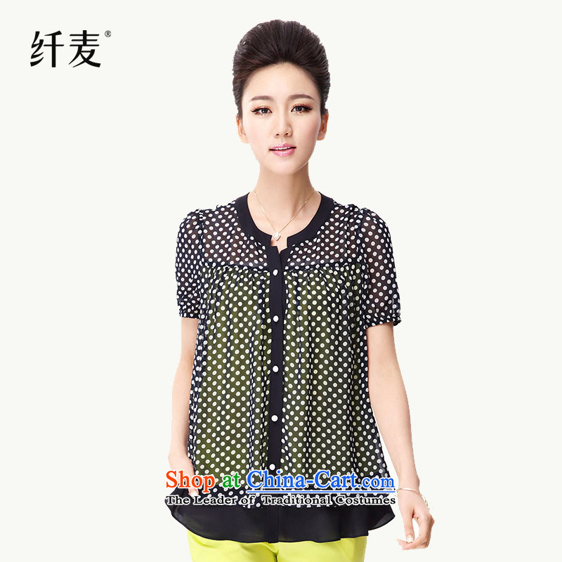 The former Yugoslavia Migdal Code women 2015 Summer new stylish Korean mm thick Mock-Neck Shirt41083 double points waveXXXL black
