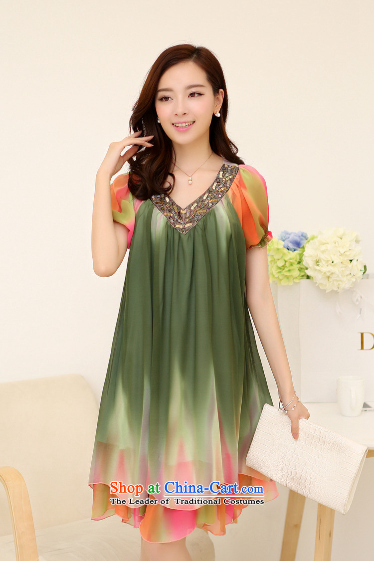 El-ju Yee Nga summer large new women's stylish thick girls' Graphics thin large gradients short-sleeved chiffon dresses YJ9182 dream RED M picture, prices, brand platters! The elections are supplied in the national character of distribution, so action, buy now enjoy more preferential! As soon as possible.