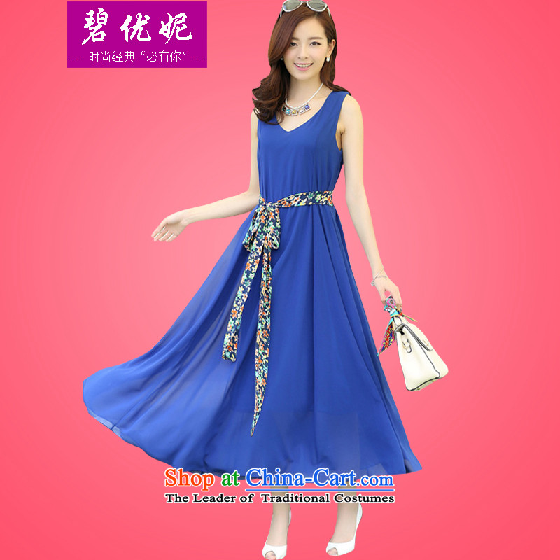 Optimize Connie Pik 2015 Summer new extra women's sleeveless mm thick snow woven dresses in thin long graphics Sau San singlet skirts BW2015 blue?XL recommendations 120-130 catty