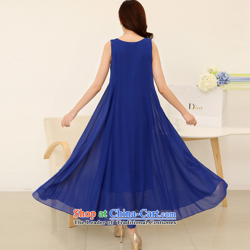 Optimize Connie Pik 2015 Summer new extra women's sleeveless mm thick snow woven dresses in thin long graphics Sau San singlet skirts BW2015 blue XL recommendations 120-130, Pik-optimized Connie shopping on the Internet has been pressed.