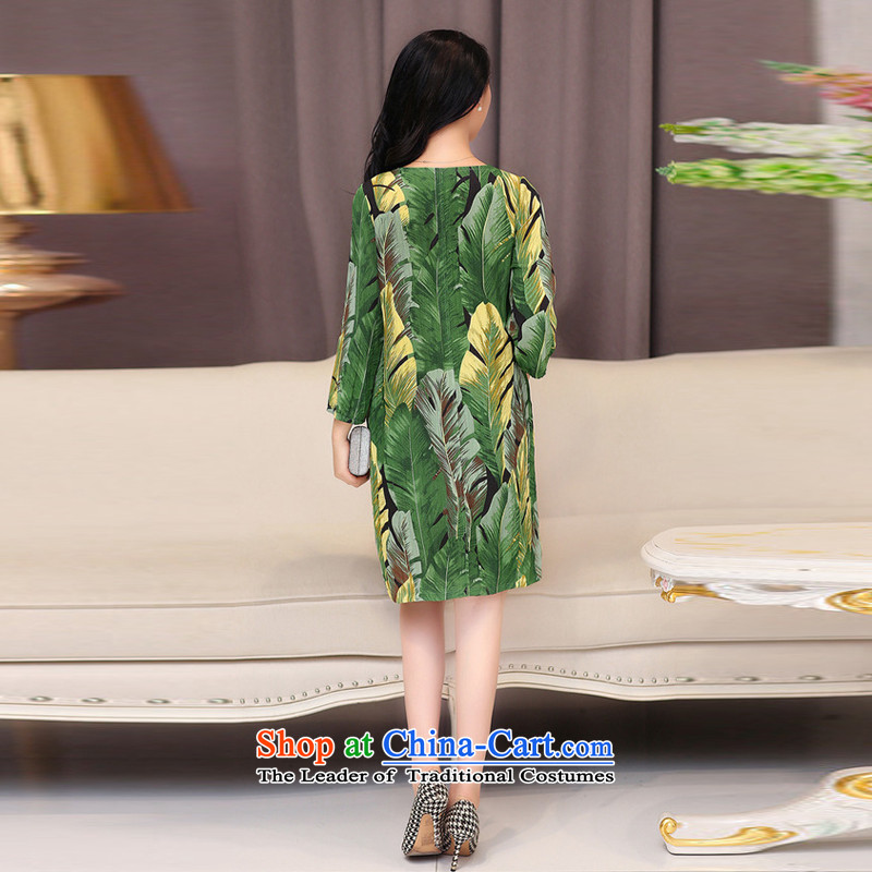 El-ju Yee Nga thick, Hin Thin 4XL to increase short-sleeved blouses and large dresses RJ069 Green Leaf XXXXL, el-ju Yee Nga shopping on the Internet has been pressed.