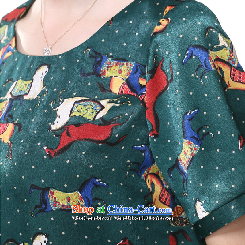 The lymalon lehmann thick, Hin thin 2015 Summer new Korean version of large numbers of ladies fashion retro short-sleeved T-shirt stamp shirt 1615 Green 2XL, Lehmann Ronnie (LYMALON) , , , shopping on the Internet