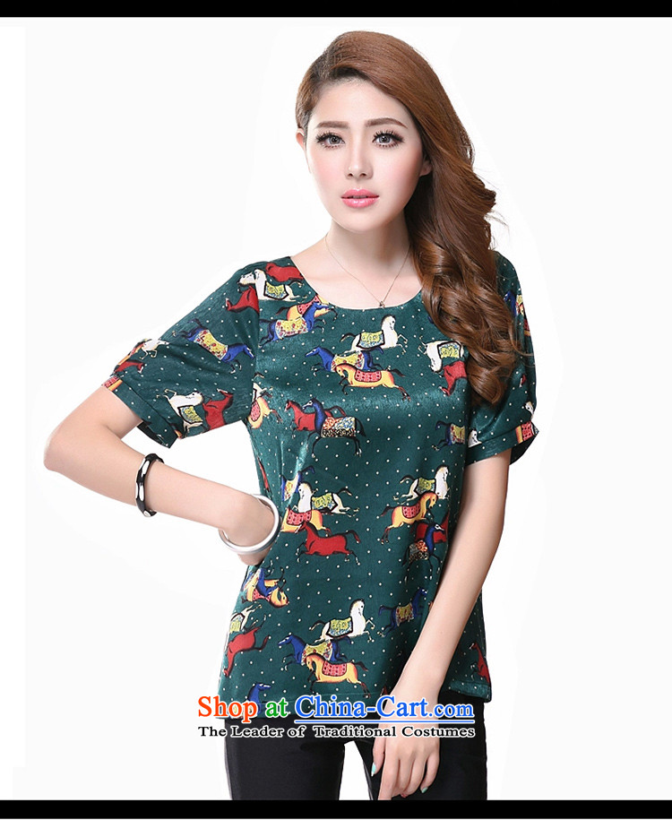 The lymalon lehmann thick, Hin thin 2015 Summer new Korean version of large numbers of ladies fashion retro short-sleeved T-shirt stamp shirt 1615 Green 2XL Photo, prices, brand platters! The elections are supplied in the national character of distribution, so action, buy now enjoy more preferential! As soon as possible.
