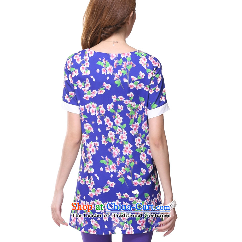 The lymalon lehmann thick, Hin thin 2015 summer edition of the new Korean women's code hypertrophy stylish short-sleeved chiffon dresses 2618 Blue 4XL, Lehmann Ronnie (LYMALON) , , , shopping on the Internet