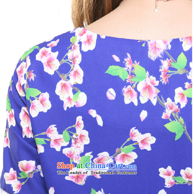 The lymalon lehmann thick, Hin thin 2015 summer edition of the new Korean women's code hypertrophy stylish short-sleeved chiffon dresses 2618 Blue 4XL, Lehmann Ronnie (LYMALON) , , , shopping on the Internet