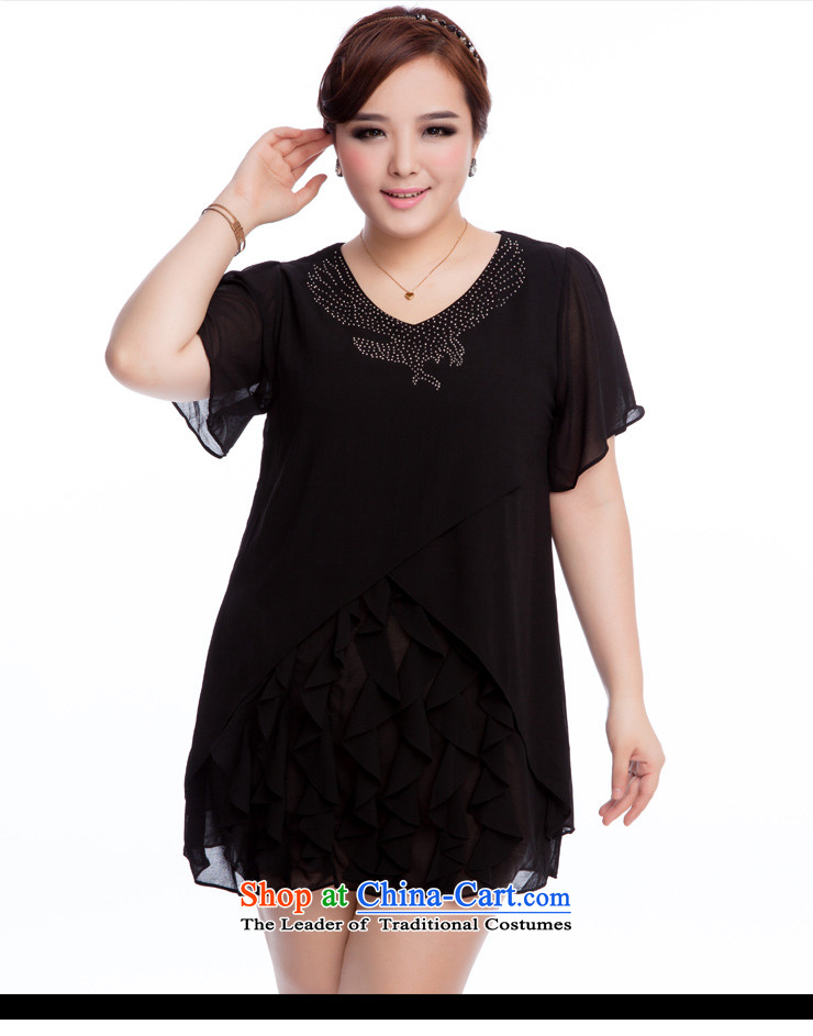 Replace, Hin thick zhuangting ting thin 2015 Summer new product version of large Korean women's stylish relaxd code short-sleeved chiffon dresses 1606 Black 3XL picture, prices, brand platters! The elections are supplied in the national character of distribution, so action, buy now enjoy more preferential! As soon as possible.