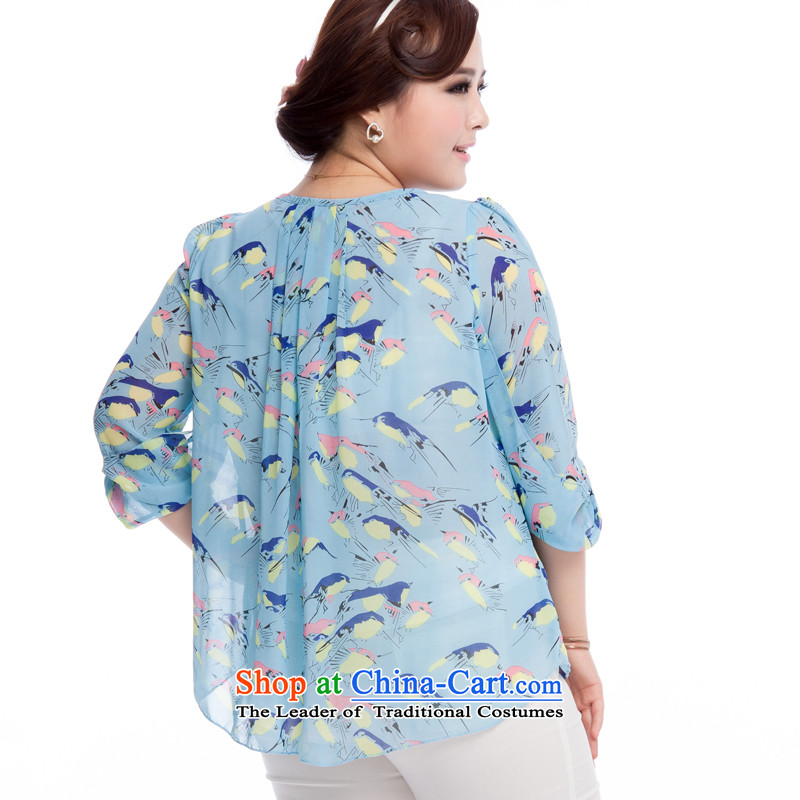 Replace, Hin thick zhuangting ting thin autumn 2015 new product version of large Korean women's code of 7 birdies element cuff chiffon shirt color picture 4XL, 7012 replacing Ting (zhuangting) , , , shopping on the Internet