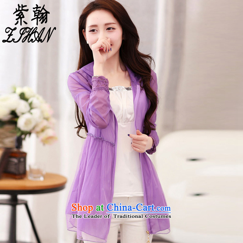 The first Han 2015 summer sun service long-sleeved transparent sunscreen services for women in the Korean version of large wear sunscreen purple M