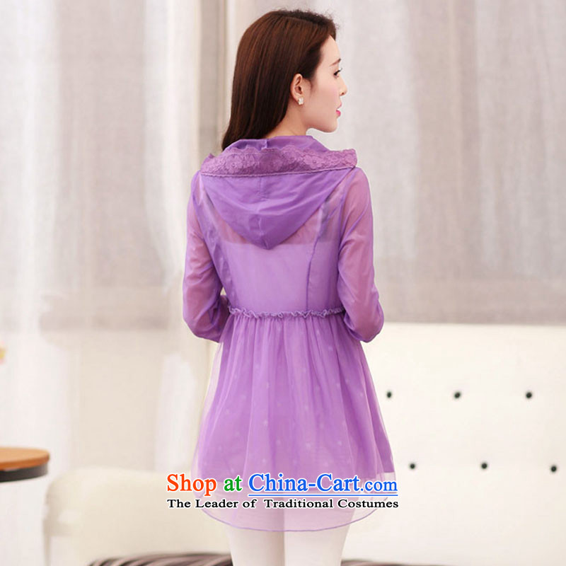 The first Han 2015 summer sun service long-sleeved transparent sunscreen services for women in the Korean version of large wear sunscreen purple M purple han , , , shopping on the Internet