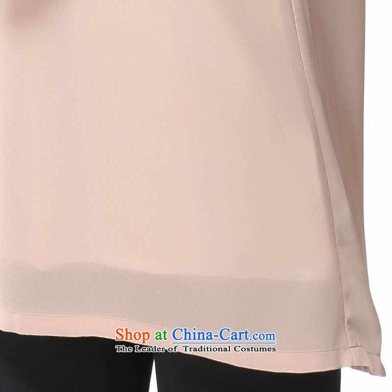 Overgrown Tomb economy's code honey female thick mm Summer 2014 new Korean version in the stitching Color Plane Collision Long Short-sleeved T-shirt MS14B1628 chiffon picture color Large 3XL, code Overgrown Tomb Economy (MENTIMISI honey) , , , shopping on
