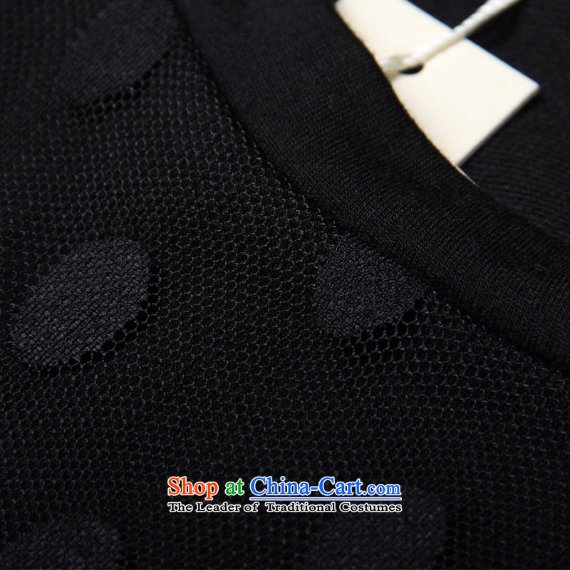 Clearance feelnet thick mm larger blouses Korean version 2015 summer leisure new short-sleeved stitching XL 2150 T-shirt black large code 6XL,FEELNET,,, shopping on the Internet