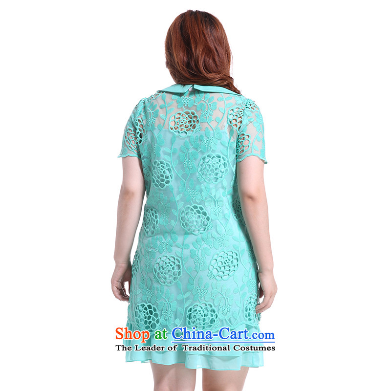 The former Yugoslavia Li Sau 2014 Summer new larger female court lapel engraving Lace Embroidery straight short-sleeved really two kits dresses in the former Yugoslavia XXXL, Q3993 Li Sau-hung , , , shopping on the Internet
