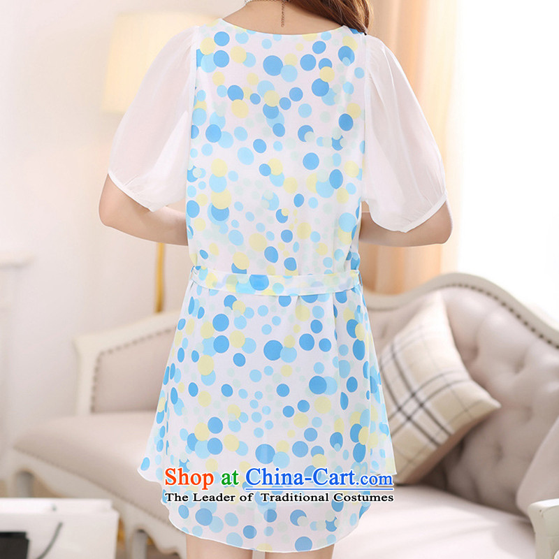 The lymalon Lehmann Summer 2015 new product expertise, Hin thin Korean version of large numbers of women with snow woven dresses 7040 blue & yellow wave 3XL, point Lehmann Ronnie (LYMALON) , , , shopping on the Internet