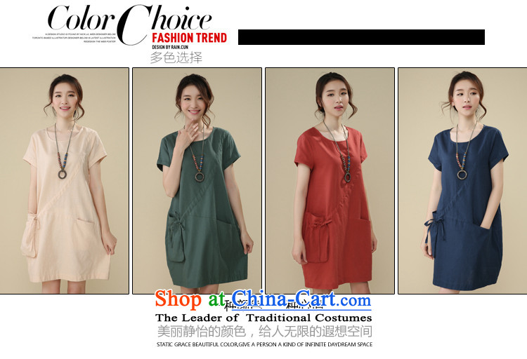 El-ju Yee Nga summer new thick sister video thin, to intensify the Korean version of the large short-sleeved blouses and cotton linen dresses RS26160 GREEN M picture, prices, brand platters! The elections are supplied in the national character of distribution, so action, buy now enjoy more preferential! As soon as possible.